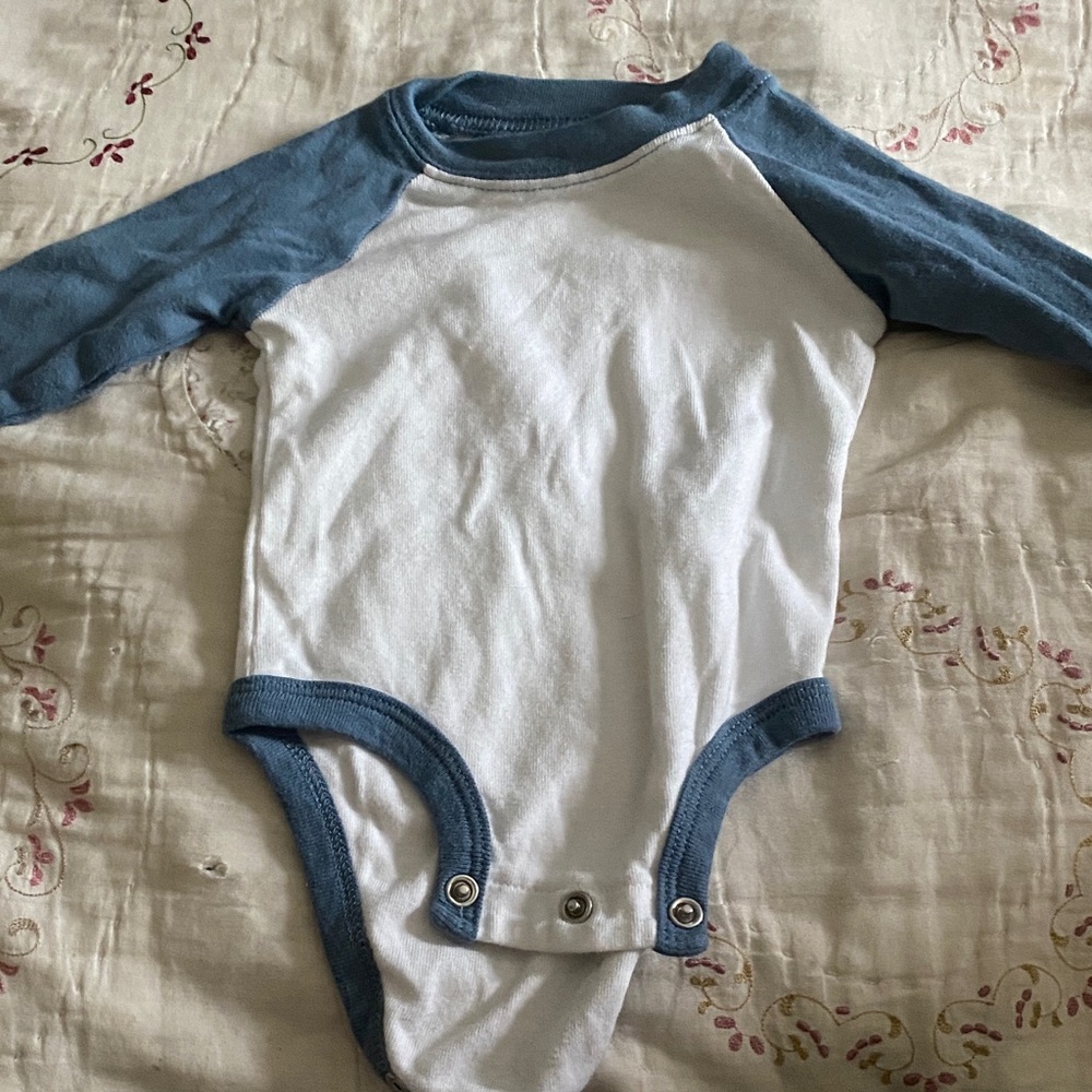 Carter's Blue and White Long Sleeve Bodysuit